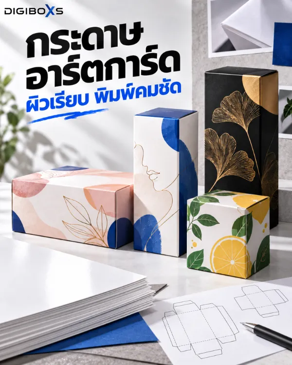 กระดาษอาร์ตการ์ดสำหรับทำกล่องบรรจุภัณฑ์ พิมพ์สีคมชัด ผิวเรียบเนียน